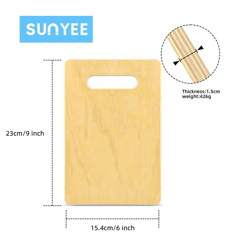 Sunyee Rectangle Plywood Sublimation Blank Cutting Board with Handle Custom Printed Heat Transfer Serving Board 15.4*23*1.5cm