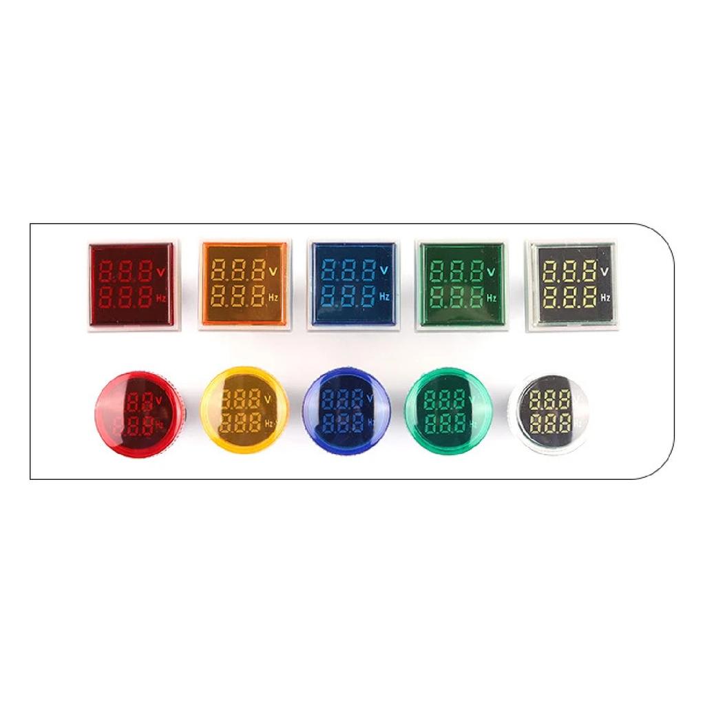 22mm AC 50-500V 0-99 Hz Round Square Digital Display Voltage Hertz meter Frequency Voltage Tester Meter Indicator Signal Light