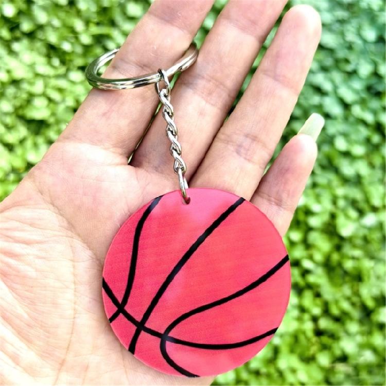 Sturdy Acrylic Athletic Keychain Set Football Baseball Basketball Rugby Fans Ergonomic Compact Shape
