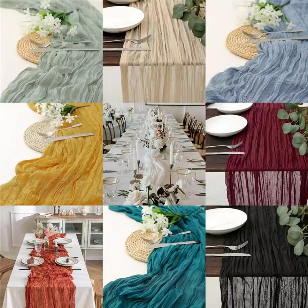 1pc 90cmX180cm Cheesecloth Table Runner Boho Gauze Table Runner  for Wedding Bridal Shower Birthday Party