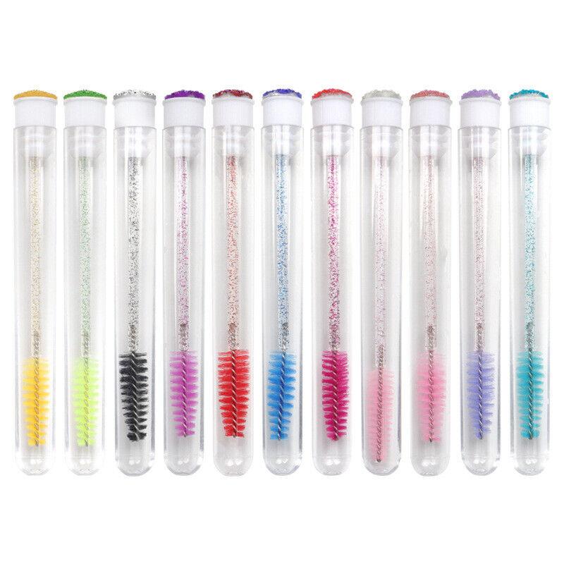 3pcs Eyelash Eyebrow Brush Mascara Wands Diamond Tube Crystal Handle Lash Applicator+