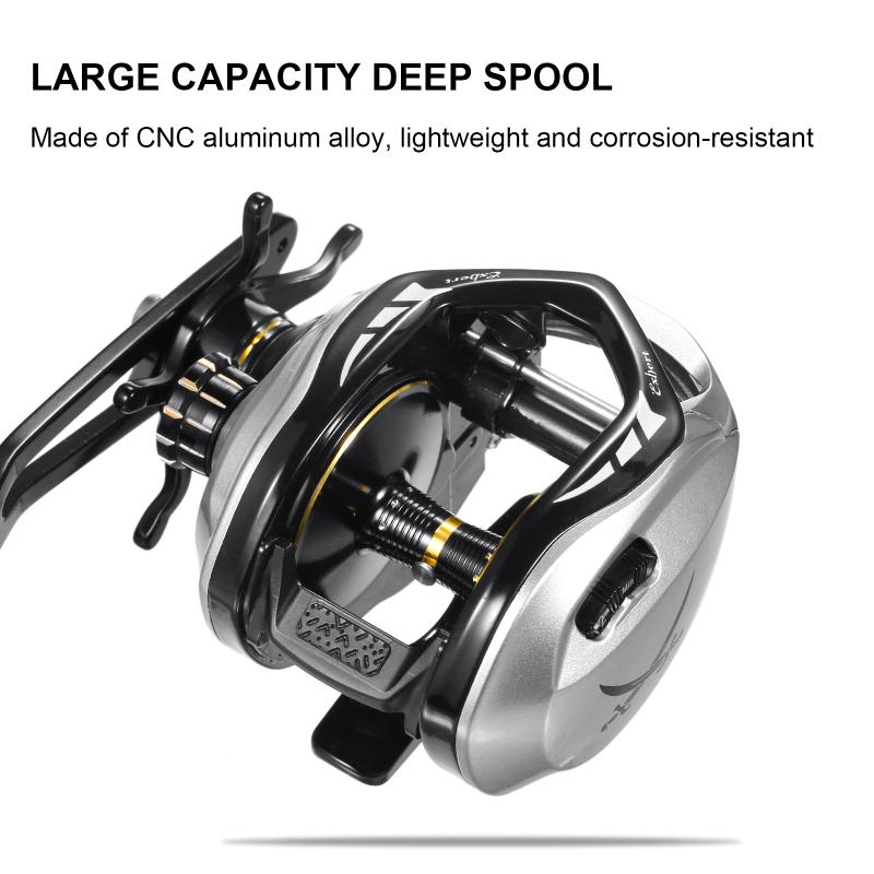Baitcasting Reel 16KG Drag Power 6+1 BB 6.3:1 Single Handle Fishing Reel with Magnetic Brake System Baitcasting Reel with Bag