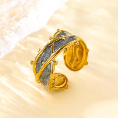 Geometric 18K Stainless Steel Adjustable Ring for Women