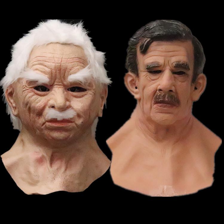 Weißbärtige alte Mann Maske, Weihnachtsmann Maske, Kopfbedeckung, neue Halloween kahle alte Mann Maske, Perückenmaske