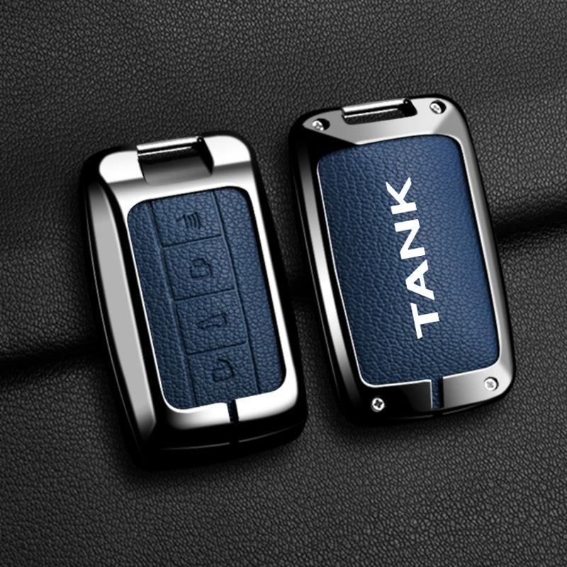 Alloy Car Key Case Cover For Great Wall GWM WEY TANK 300 500 Tank300 Tank500 Key Bag Shell Holder Protector Keychain Accessories