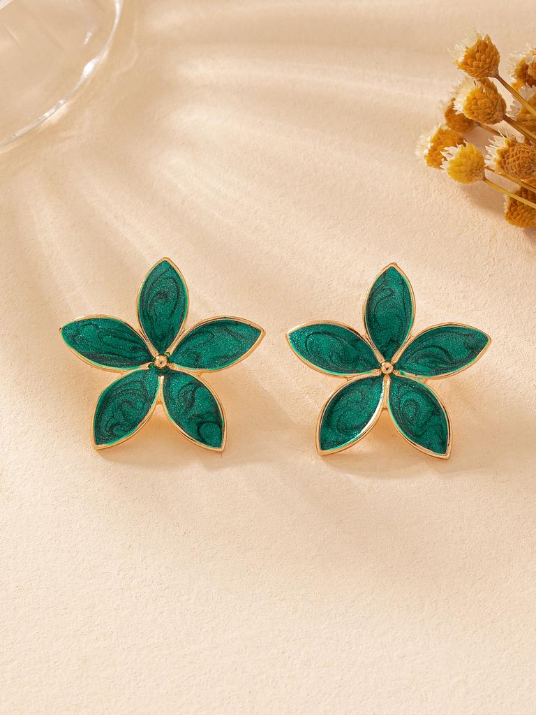 Flower Enamel Glaze Stud Earrings Female Japanese And Korean Simple Fashion Petal Temperament Earrings