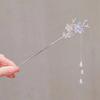 Woman Elegant Hair Jewelry Shiny Rhinestone Flower Butterfly Headpiece Pearls Pendant Hair Pin Silver Color Alloy Hair Sticks