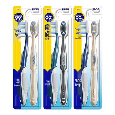 Frog Dual-Action Antibacterial Toothbrush, Medium-Hard, 6-Pack