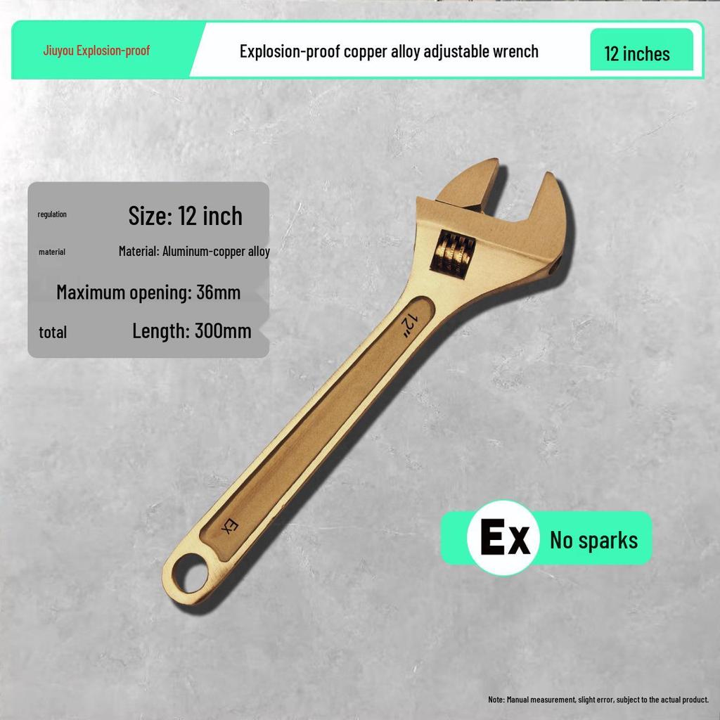 Explosion-Proof Copper Alloy Adjustable Wrench - 8", 10", 12" Sizes Available