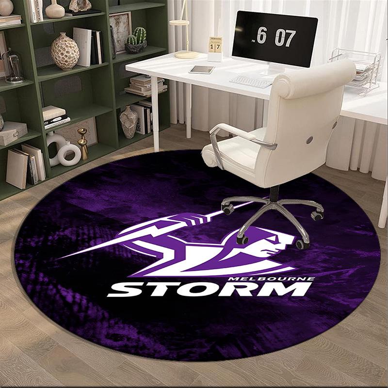 Melbourne Storm Team Round Rug for Livingroom,Bedroom, Palyroom, Chair Rug, Area Rug, Circle Carpet, Fan Christmas Gift