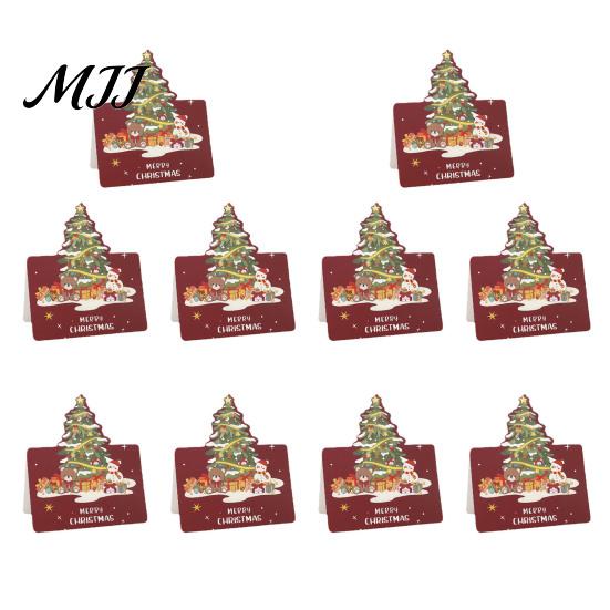 Christmas Gift Supplies 10 Pcs 3D Greeting Card, Cute Tree Santa Snowman Handwritten Holiday Notes Wreath Design Cards for Festive Messages,