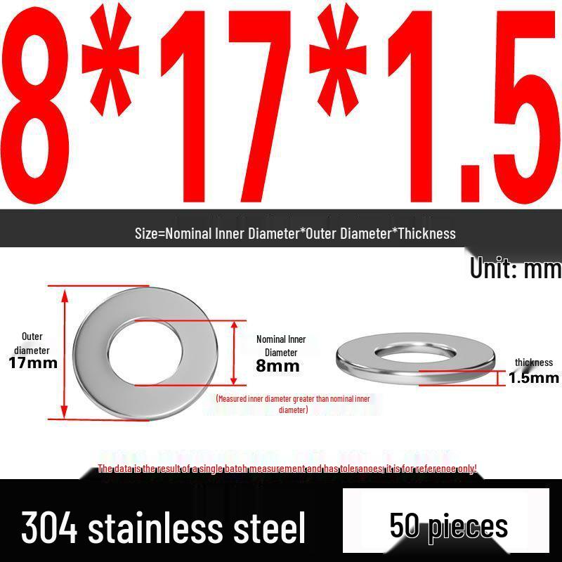 Thickened 304 Stainless Steel Flat Washer Spacer (M2-M36)