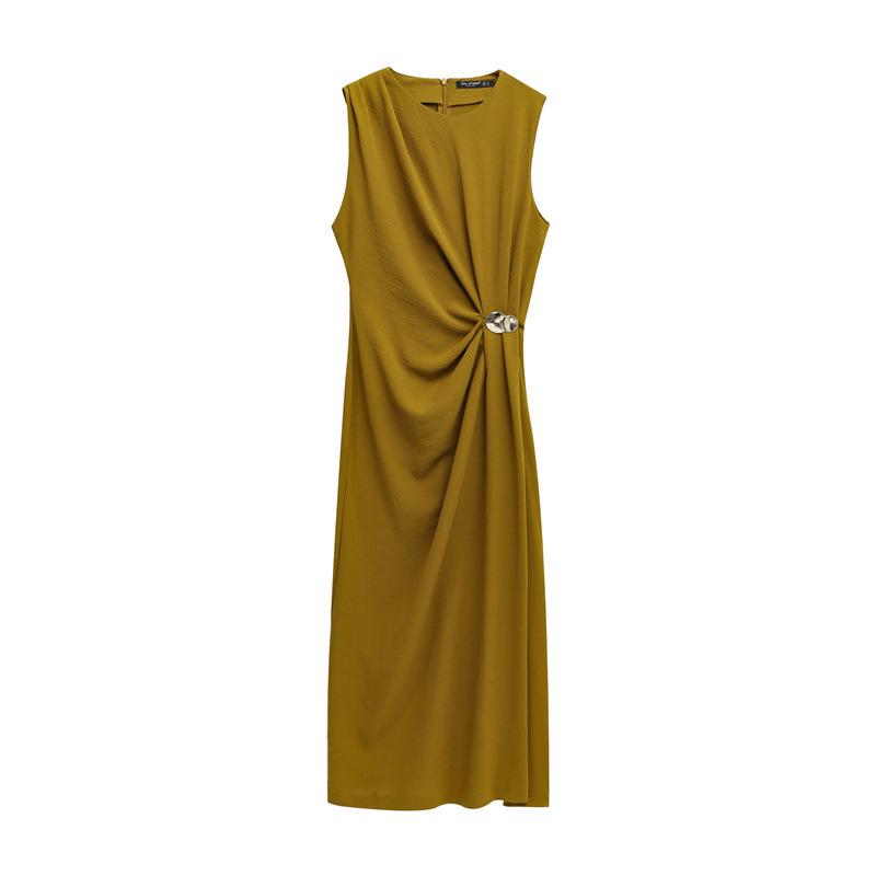 

TAOP&ZA Женское плиссированное миди-платье без рукавов с круглым вырезом, весна/лето Extra Small