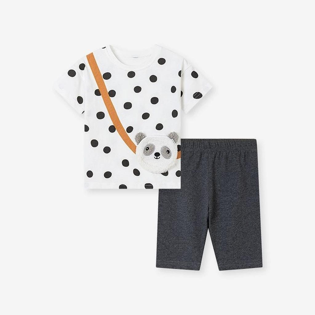Girls Summer Short-Sleeve Applique Kids Outfit Set