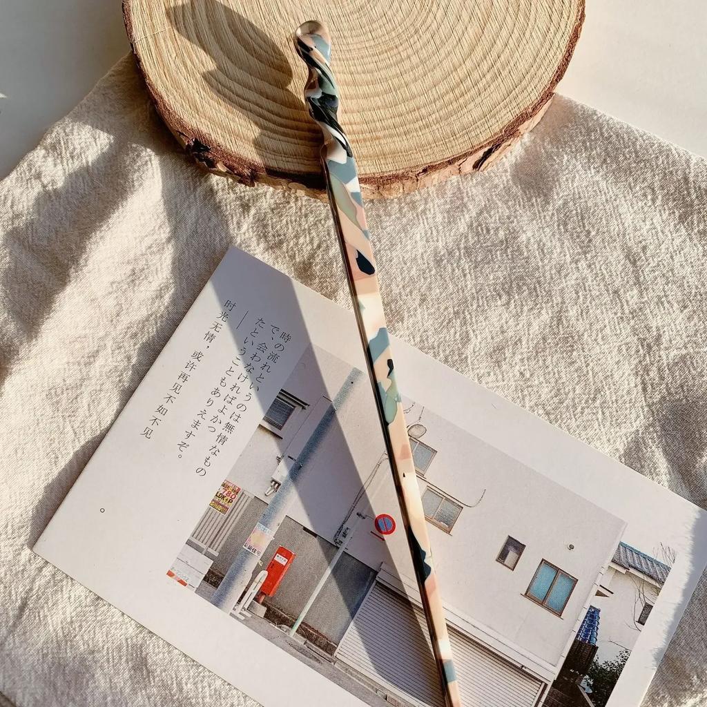 Čínský styl květinový tisk vlasové tyčinky vintage acetátové pryskyřice dámské sponky do vlasů klip pin pokrývky hlavy svatební šperky doplňky