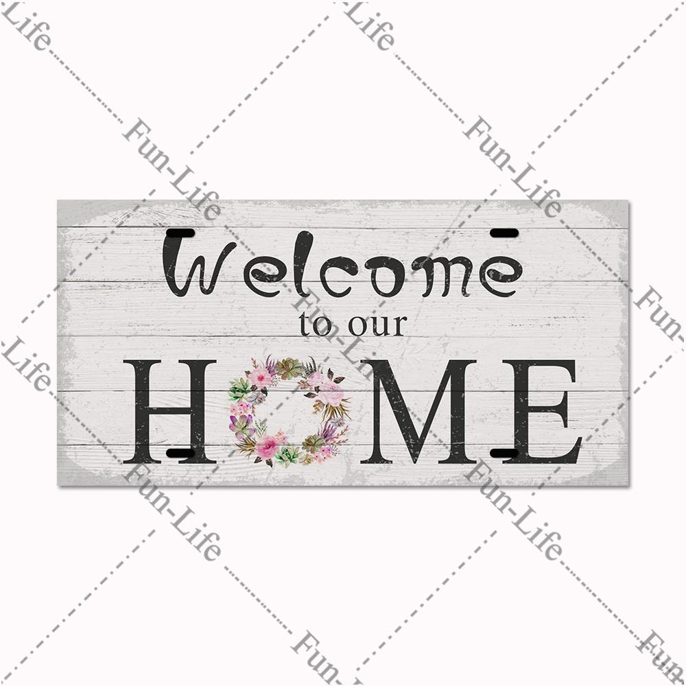 Welcome Home Metal Poster, Tin Signs, Vintage Pet, Family Hanging Plates, Plaque, Bar, Pub, Garden, Farm, Home Wall Decor