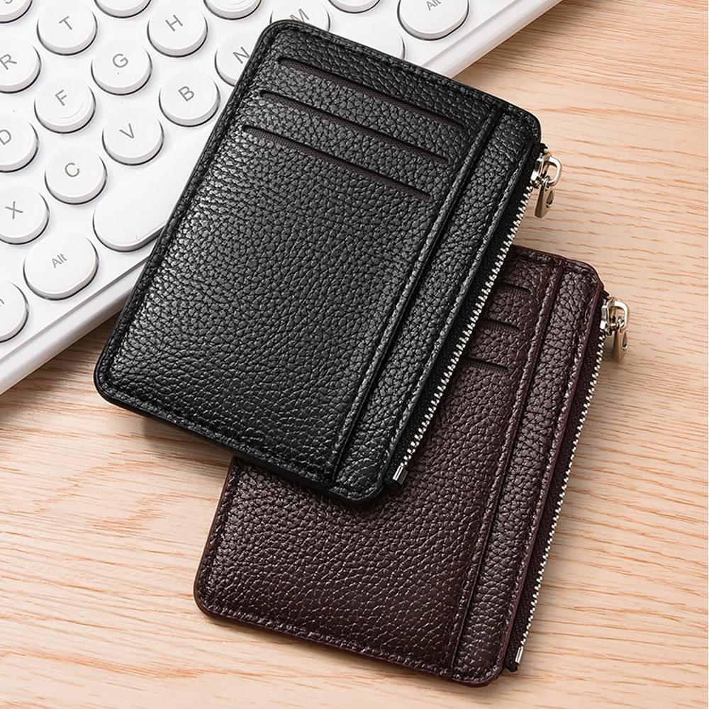 Zipper Coin Purse Simple Multi-Card Slots Wallet Pu Leather Card Holder Lightweight Change Pouch For Women Men Daily Use