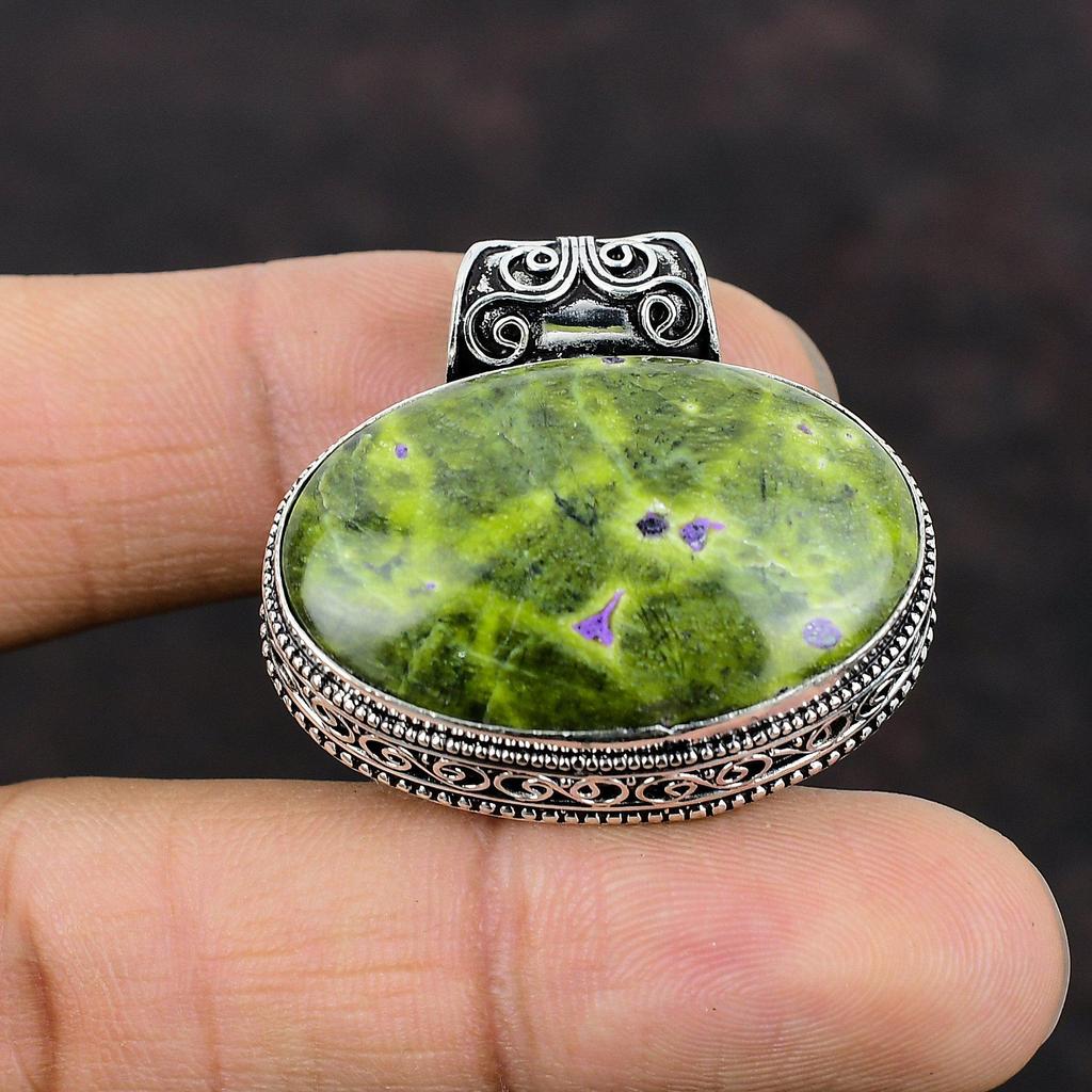 Stichtite Pendant Gemstone Jewelry Vintage Pendant 925 Sterling Silver Pendant Handmade Modern Style Pendant Gift For Him Stichtite Jewelry