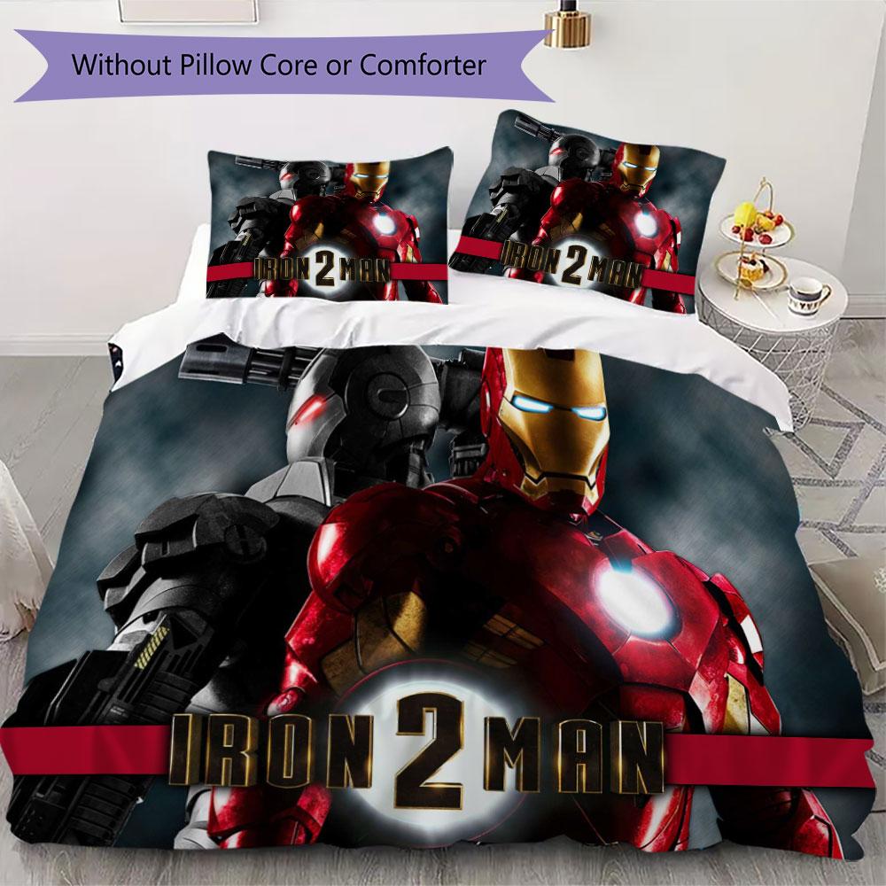 Avengers Iron Man Printed Bedding Set 3Pcs Duvet Cover Set For Kids Bedroom No Sheet No Quilt Core