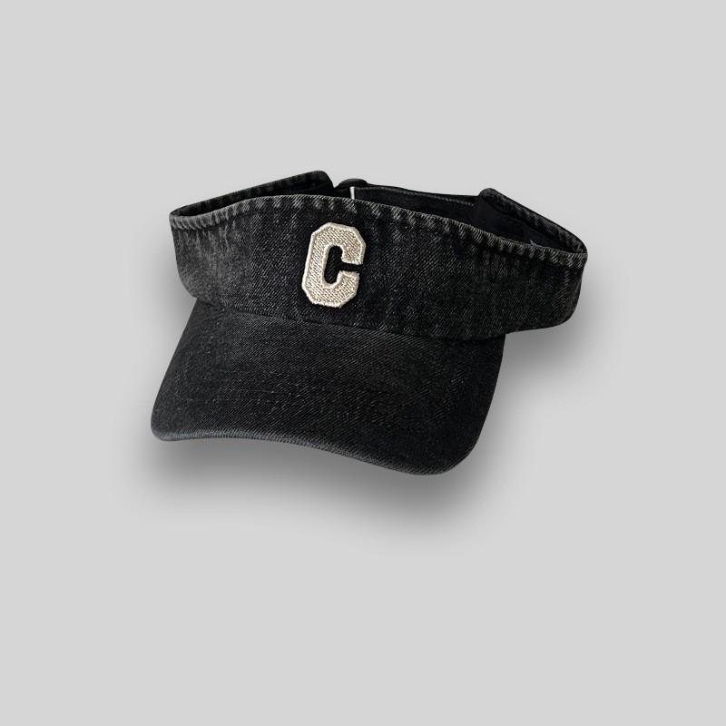

Модный бренд с буквой C, стираный деним, пустой цилиндр, детская летняя спортивная универсальная солнцезащитная кепка для бега и бега для мужчин Adjustable чёрный