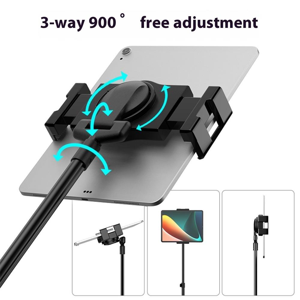 JYX-M566 360 Degree Rotating Phone Holder Adjustable Height Floor Tripod Stand for Tablet