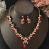 Earring Diamond Zircon Necklace Leaf-shaped Bridal Accessory for Wedding Party Festival Gifts