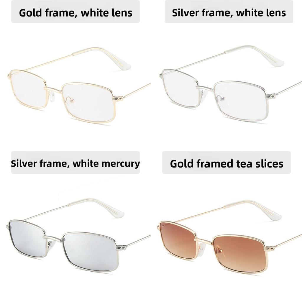 Fashion Square Sunglasses Metal Frame Pink Lens Uv Protection For Party And Stage Performance