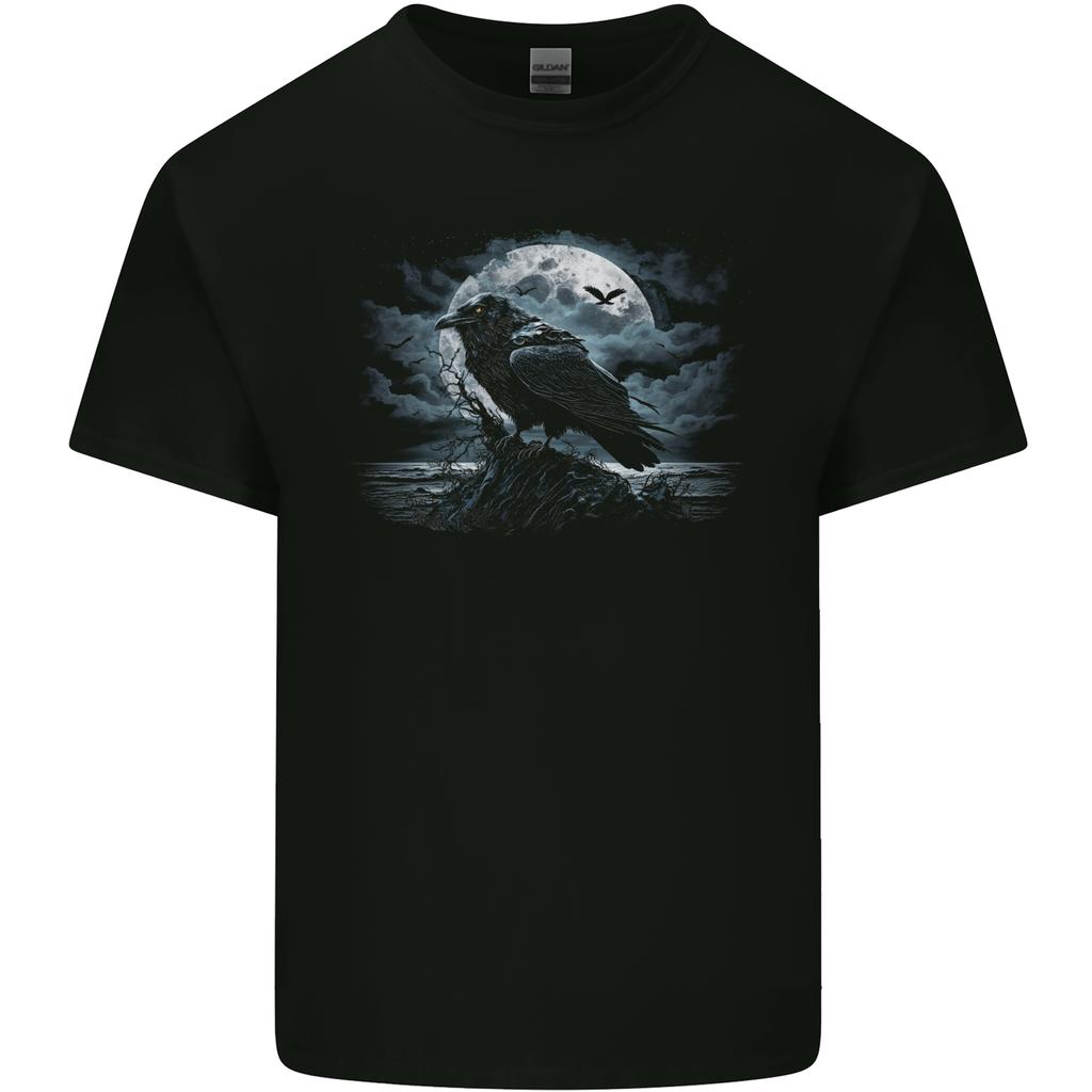 Raven Ocean Full Moon Crow Viking Unisexs Light Cotton TShirt