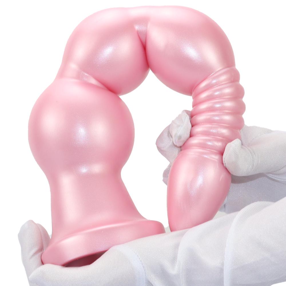 Silicone Threaded Ultra-Long Thick Anal Plug and Dilator for Women - Wearable Fake Penis Sex Toy