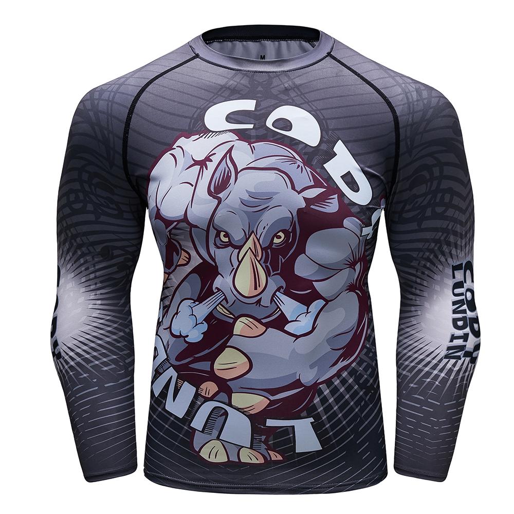 Maglietta a Maniche Lunghe MMA Compression Boxing No Gi Bjj Mma Surf Jiu Jitsu Rash Guard Rashguard T-shirt da Uomo Palestra Abbigliamento da Boxe