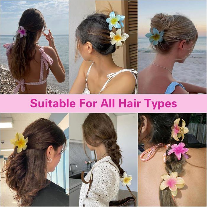 Pinces à cheveux - Lot de 8 - Fleur colorée - Antidérapante - Haute qualité