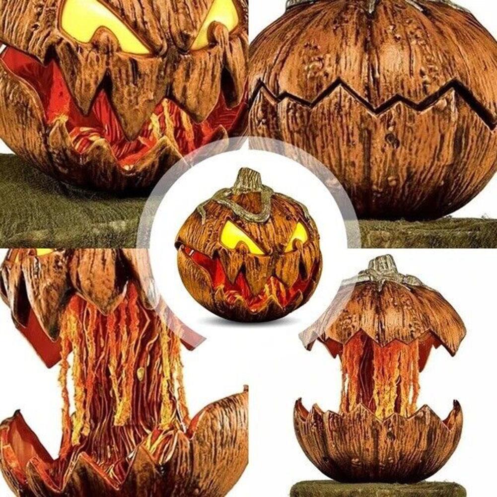 Brandneu Für Halloween-Dekoration Kürbiskopf-Dekor Horror-Ornament Sprachaktiviert Ohne Batterien 1 Stück 21*20*20cm