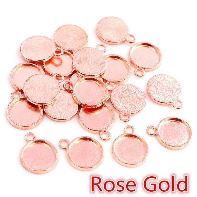 50pcs 8 10mm Inner Size Classic 7 Colors Plated One Sided Single Hanging Simple Style Cabochon Base Setting Charms Pendant