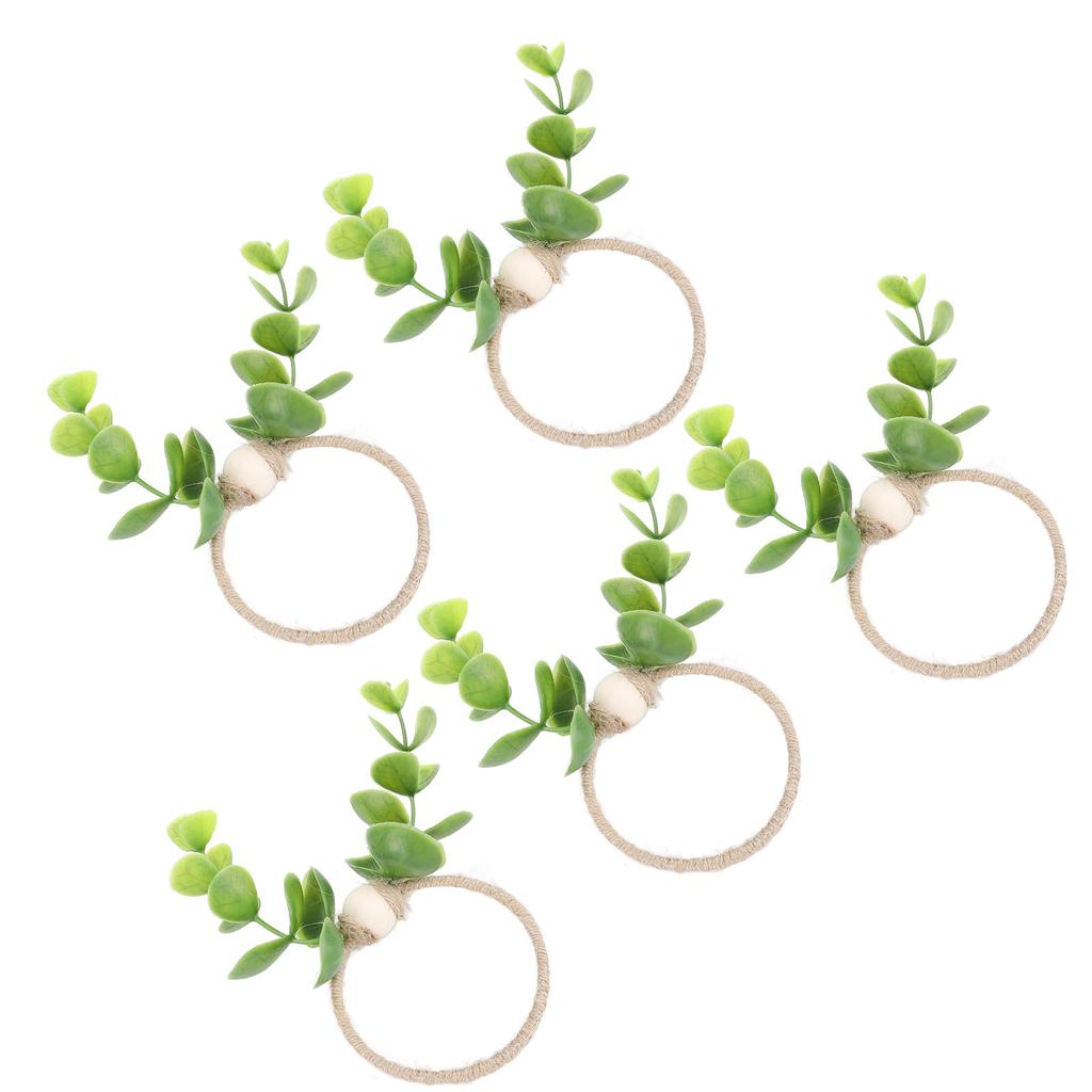 10pcs Plant Rope Wood Bead Napkin Rings Simulation Miniature Napkin Rings Holder for Doll House and