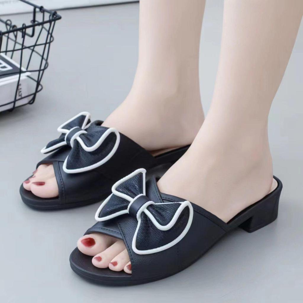 Chinelos de Salto Plataforma com Laço Estilo Coreano: Sandálias de Moda Femininas de Verão com Solado Grosso Antiderrapante