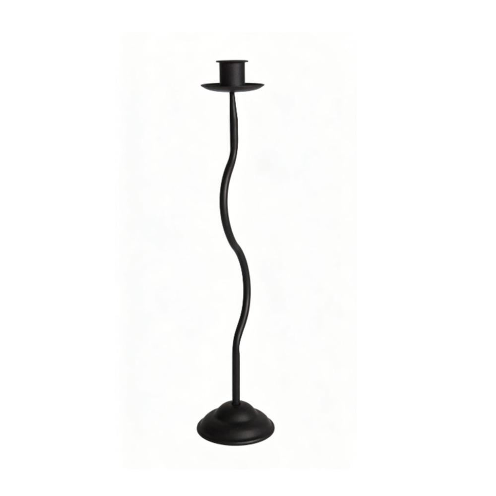 14.45x3.19in Taper Candle Holder Wavy Curve Design Metal Candle Holder for Home Decor