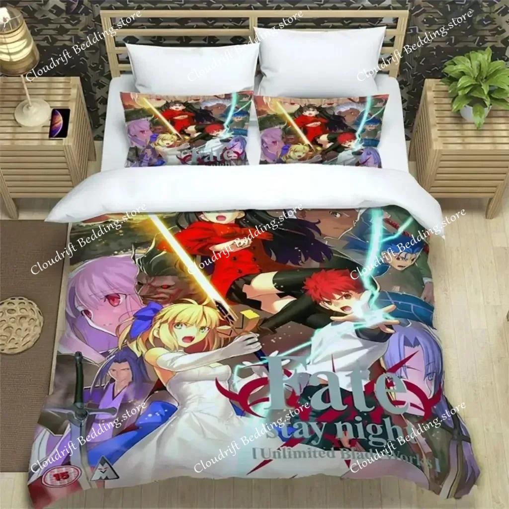 3D Print Fate Stay Night Three Piece Bedding Set Fashion Article Boys Adults for Beds Quilt Covers Pillowcases Gift Quilt Cover