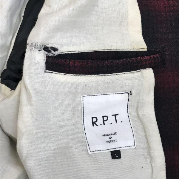 R.P.T RUPERT Wool Check CPO Jacket Shirt Men L Red Black Jacket Jumper cBH619(USED)