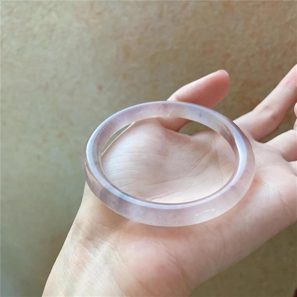 Gold Silk Jade Bangle in Light Lavender with Red Accents from Xinjiang Tianshan Jade.