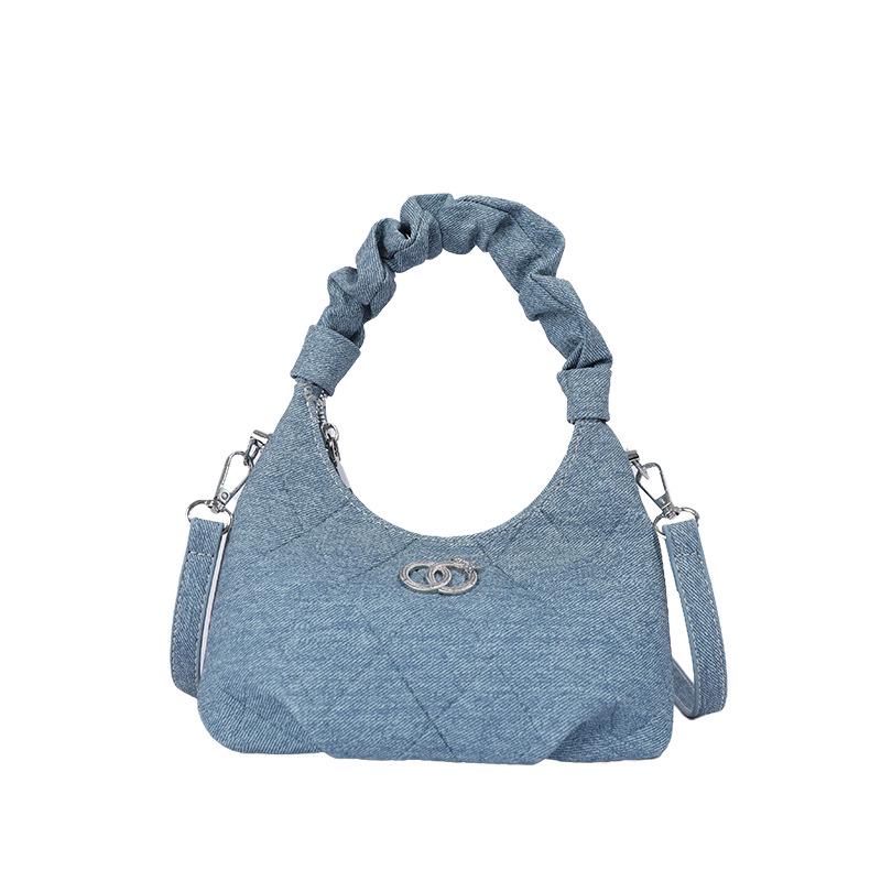 High-End Women's Denim Pleated Dumpling Tote Bag - Autumn/Winter 2026 Collection