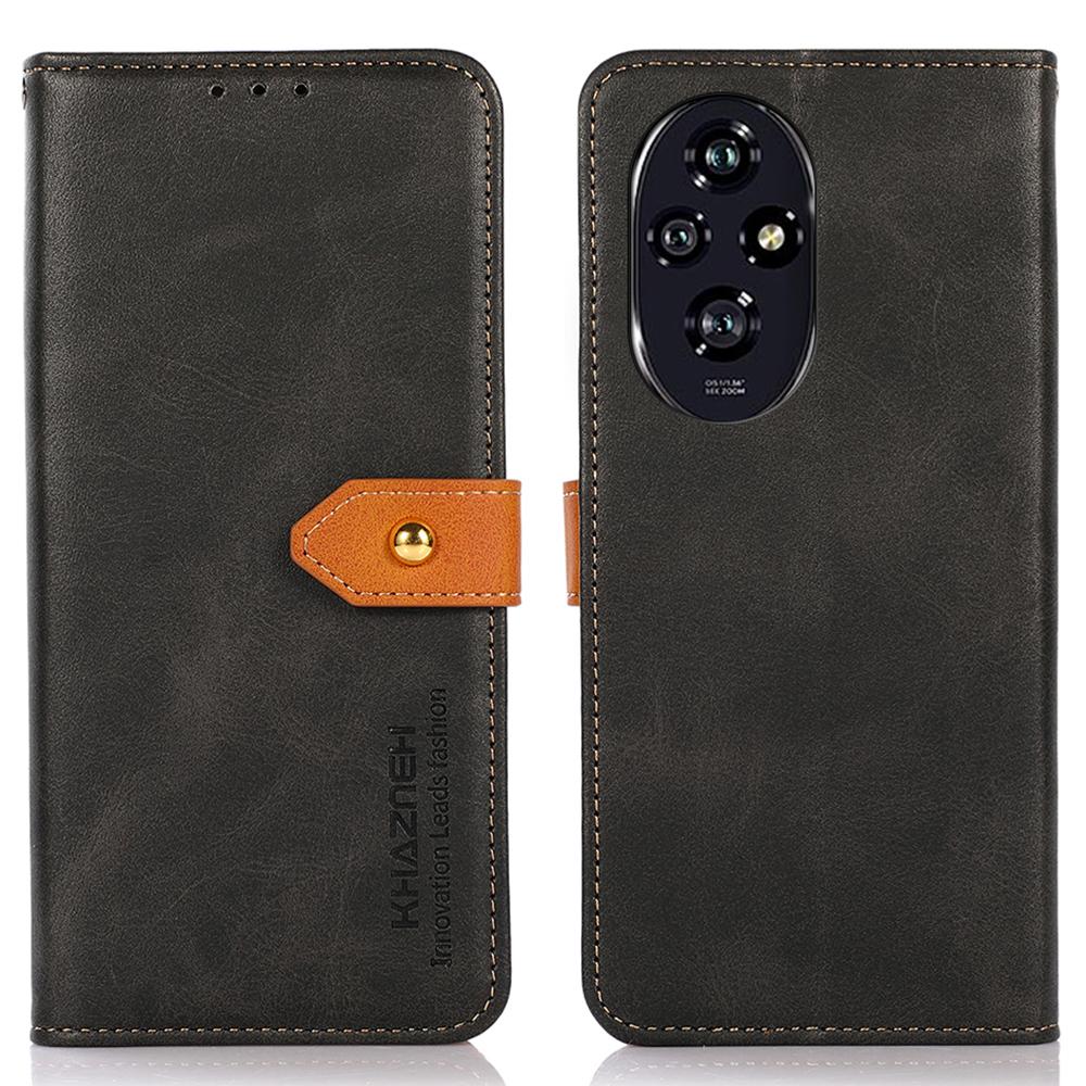 

KHAZNEH For Honor 200 5G Stand Phone Case Wholesale PU Leather Phone Stand Cover Magnetic Shell Black
