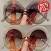 2 Pairs Oversized Round Sunglasses Women Gradient Multi Color Vintage Shades Casual Outdoor Vacation Sun Glasses