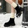 Frosted Retro Snow Boots Women's 2025 Winter New Small Thick-soled Short Boots Piled and Thickened Warm Cotton Shoes