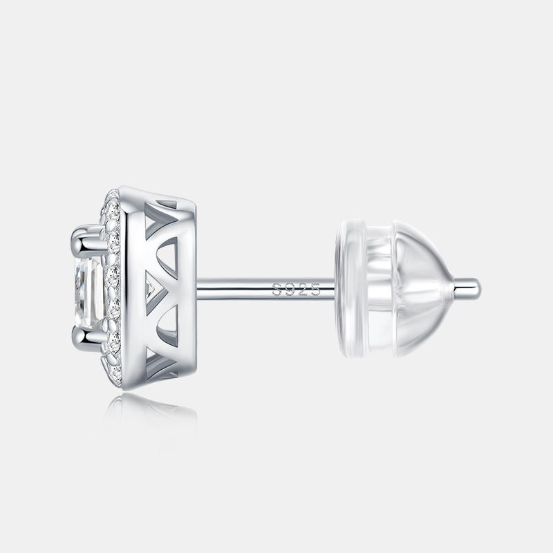 Pass Diamond Tester 3.0ct Round Cut  Fine Moissanite Jewelry 925 Sterling Silver Stud Earrings