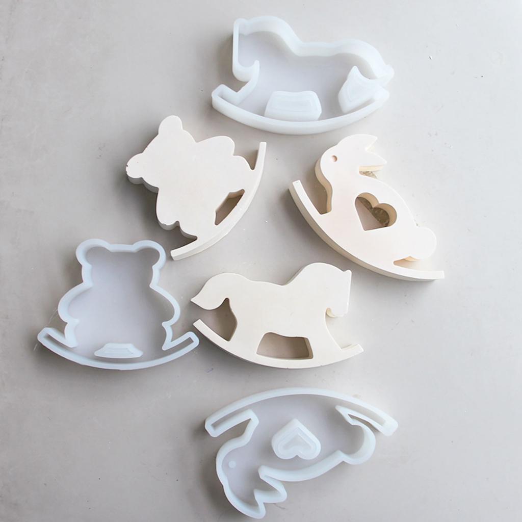 Silicone Mould Rocking Horse Resin Molds Lovely Animal Castings Molds Ornament Plasters Molds for Table Decorations