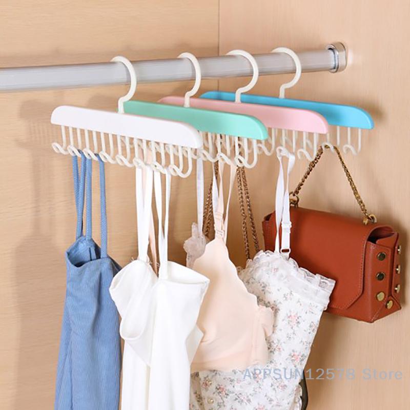 8 ganci appendiabiti per reggiseno, cinture, canottiere, vestiti, organizer, cravatte, cappelli, sciarpe, antiscivolo, salvaspazio, per riporre gli abiti nell'armadio