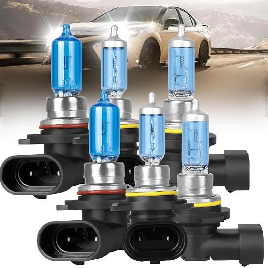 Fit For Toyota Camry 2007-2018 Halogen Headlight Bulbs,9005/HB3 High Beam + H11 Low Beam Halogen Headlight Bulbs Headlamp Replcement Bulb Kit,Plug