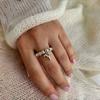 Punk Goldfarbe Herzanhänger Ringe Kreative Elastische Schnur Runde Perlenringe für Damen Herren Mode Statement Schmuck Zubehör
