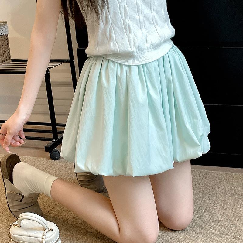 2026 Summer Women Mid-rise Lantern Skirt Shorts Sweet Puffy Design Casual Bottoms 3 Colors XS‑4XL For Students Plus Size
