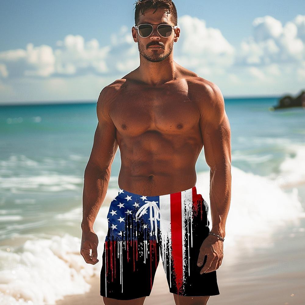 

Men s Flag 4th of July U.S. 250th Anniversary American Flag Board Shorts Swimming Trunks Shorts Mid Waist Fashion 3XL